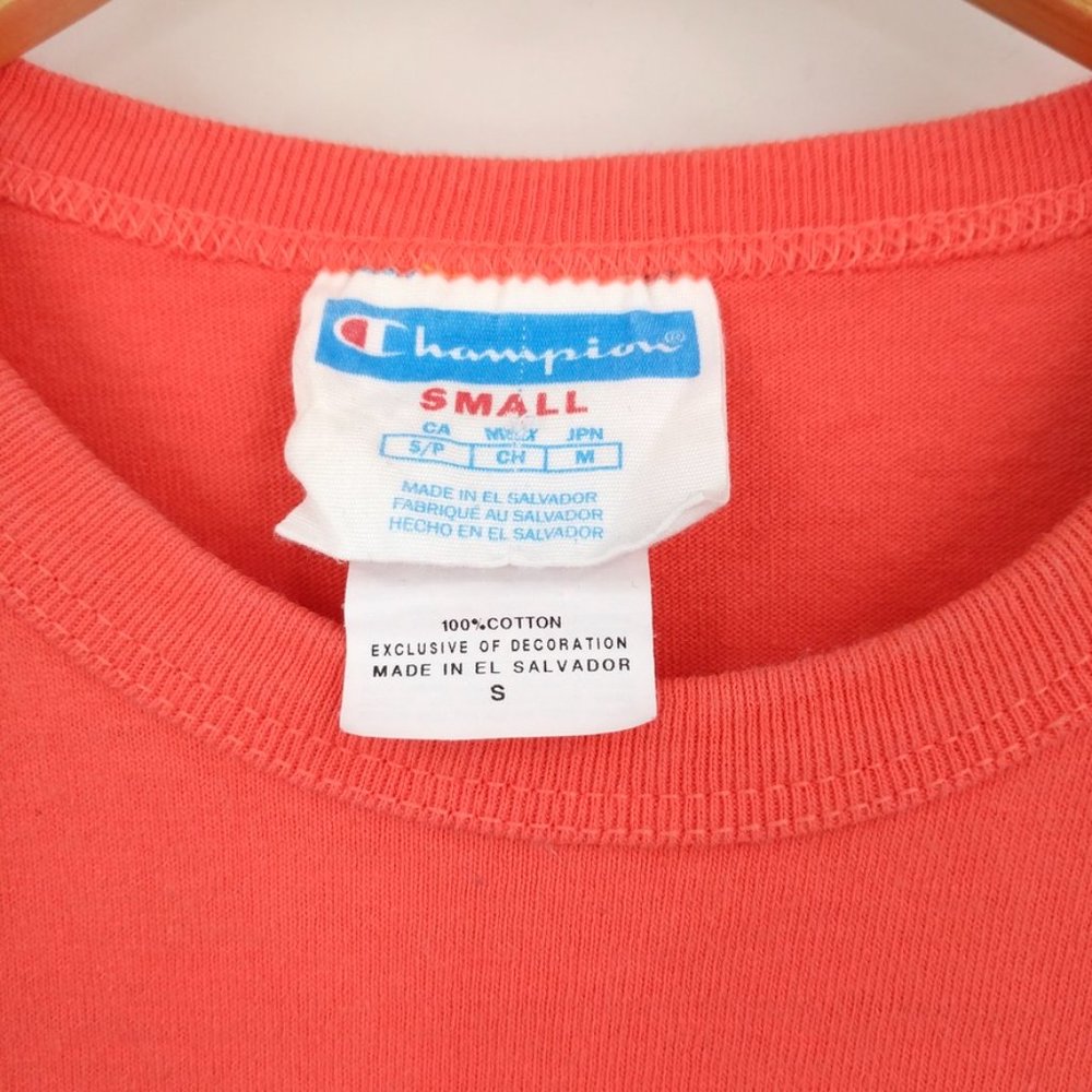 Champion Small Script Logo Applique Tee Shirt Sz S - image 4